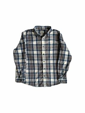 L.L. Bean Blue and White Plaid Button-Down Shirt — Size Large